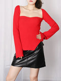 Zingj Sexy Knit Bottom Shirt Female 2024 Spring New Fashion Hem Irregular On Both Sides Of The Slit Knit
