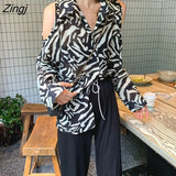 Shirts Women Summer Print Chiffon Bare Shoulder Chic Korean Style Thin Sun-proof New Stylish Womens Tops Breathable