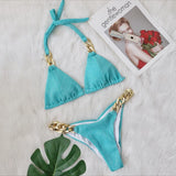 Zingj New Bikini, Gold Diamond Chain Split Swimsuit, Sexy Special Fabric Women's