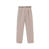 Pants Solid High Waist Casual Suit Trousers Women 2023 Fashion Pocket Zipper Straight Ankle-Length Pants OL Women