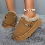 Fashion Autumn And Winter Thick-Soled Plush Buckle Warm Cotton Slippers Casual Large-Size New Women's