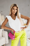 Zingj Hot Style Summer Simple V-Neck Flounce Short-Sleeved Shirt Jacket