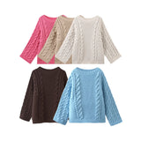 And Winter Women's Fashion Temperament Round Horn Sleeve Knitted Sweater Loose Knitted