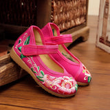 Zingj Shoe Box Girls Embroidered Cloth Shoes, Flat Single Shoes, Children's