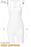 Striped Sporty Workout Halter Rompers Women Casual Active Wear Backless Sleeveless Playsuit Athleisure Biker