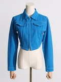 Zingj 2024 New High Waist Short Slim Denim Jacket Temperament Commuter Waist Show Thin Jacket Jacket Women's