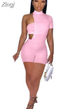 Spring Summer Sexy Women Rompers Jumpsuit Hollow Out Bodysuit One Shoulder Short Rompers Jumpsuit Streetwear