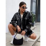 Zingj Winter And Fall New PU Leather Women's Shirt Fashion Women's