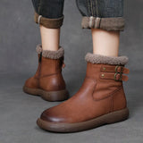 Cowhide Lamb Wool Snow Boots Women Winter New Warm Plus Cotton Boots Retro Leisure Short