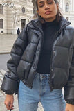Parkas Women Coat Short Down Jackets For Women Female PU Leather Bomber Jacket Elegant Doudoune Femme Veste Manteau