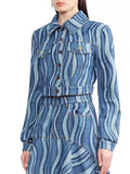 Zingj Street Short Jacket Spring 2024 New Lapel Word Button Wave Color Women's Denim