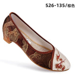 Zingj Women's Shoes Printed Embroidered Cloth Shoes Women's Single Shoes Hanfu Shoes National Style Satin New Collocation Cheongsam National Style Retro Embroidered