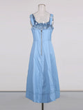 Temperament Dress 2025 Autumn And Winter New Single-Dlong Denim Pocket Slim Thin Sling Dress