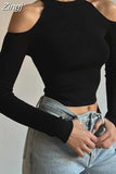 Casual Basic Black Skinny Sweater Women Open Shoulder Fashion Knitwear Crop Tops Elegant Knit Pullover Autumn