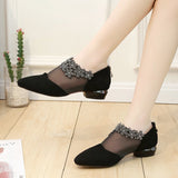 Version Of Large-Size Thick-Trinknet Permeable Single Shoes Women 2025 New Mesh Yarn Hollow Water Drill Head