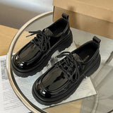 Bottom British Wind Small Leather Shoes Women's Spring And Autumn New High-Lefford Shoes Black Jk Single Shoes Ladies Leather