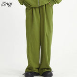 Women's Tracksuit Casual Zip Up Oversized Sweatshirts Two Piece Set Fleece Loose Hooded Jacket+High Waist Long Pant Sport