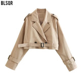 New Women's Short Cut Wind Coat Jacket Jacket Female