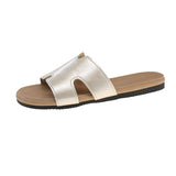 Boken Slippers Female H Drag Wear 2025 New High-End Sense French Flat-Bottomed Beach Word Drag