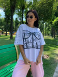 And Spicy Wind Shoulder Short-Sleeved Letter Printing T-Shirt Girl Spring Small Loose Thin Top