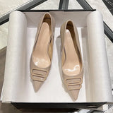 French Pointed High-Heeled Shoes Shallow All-Inclusive Square Ringing Temperament Single Shoes Slender High Heel