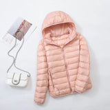 Autumn Winter New Super Light Female Light Hooded Down Jacket Light Female Slim To Add Large Size Light Coat Tide-Outfit