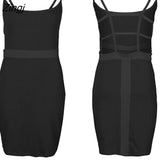 Women Ladies Solid Color Spaghetti Strap Skinny Slim Backless Sexy Bodycon Party Summer Mini Dress