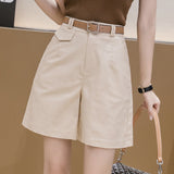 High Waist Elastic Cotton Linen Five Split Pants Show Thin New Wide Leg Casual Middle Pants Hot Pants Shorts