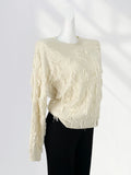 Zingj Not Pierced Hole Round Neck Tassel Sweater Women's Design Sense Bottom Waste Earthen Top Loose