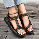 Zingj Plus Size Sandals Female Summer New Round Head Thick Bottom One Word Buckle Belt Wear Casual Flat Women's