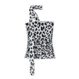 2025 New Women's Animal Print Pattern Net Tector-Smeared Tsets Half