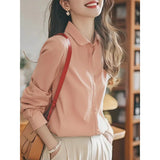 2025 New White Doll Collar Cotton White Shirt Female Long-Sleeved Student Basic Shirt