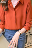 Women's Shirt Chiffon Blouses for Women Full Sleeve Button Up Tops Polo Neck Woman Blouse Tops Female 2023 Basic Shirts
