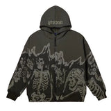 Zingj Millennium Wind Round Collar Skeleton Hoodie Couples Style 2023 Autumn And Winter New Long-Sleeved Skull
