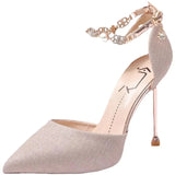 Design Car Show High-Heeled Sandals Women's Fine Heel 2025 Summer New Bridal Wedding Shoes Net Red Temperament Single