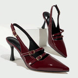 Arc De Triomphe Baotou Mary Jane Sandals Woman 25 New Pointed Cat And A Word Buckle Behind The