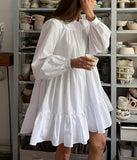 Hot Spring New Shirt Dress White Dress Women's OL Simple Cotton
