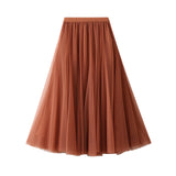 Long Yarn Skirt Half Dress Girl Autumn And Winter High Waist Long Net Yarn Skirt 100 Folding Skirt A Skirt Fairy Dress