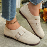 Zingj Bottom Mesh Flat Single Shoes Women's 2024 Summer Low Top Breathable Belt Buckle Large Size Casual Women's