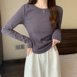 Zingj Early Fall Of 2024 New Bottom Shirt Women's Slim Hot Girl Design Sense Long-Sleeved T-Shirt Female Students Short Jacket