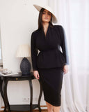 Women's Fashion Fashion Solid Color Button Bubble Sleeve Skirt Dress Set In Autumn