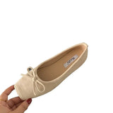 Bow Red Flat Shoes Grandma Shoes Spring And Autumn Lazi Shoes Gentle Single Shoes Retro Women's