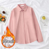 Velvet Shirt Women's Autumn And Winter 2025 New Design Sense Small Long-Sleeved Shirt Under The College Wind Thicker