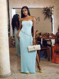 Spring/Summer New Hot Fashion Style Twisting Flower Fork Long Wool Dress