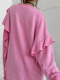 Wind Collar Long Loose Lotus Leaf-Backed Women's Sadopamine Fashion Print Coat