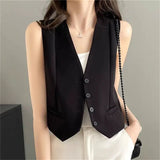 Zingj Vest Women's Vest Outside The New 2024 Autumn White Slim Sleeveless Short Vest Jacket