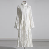 2025 Summer New Collar Horn Sleeve Lace To Receive Waist Long Dress Dress