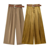 New Fashion 100 With Belt Silk Silk Sleet Straight
