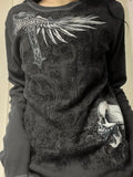 Vintage Skull Print Long Sleeve Knit- Outfit