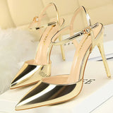 Shoes Fashion Sandals Women 2022 Patent Leather High Heels Women Sandals Summer Heeled Sandals Pointed Toe Women
